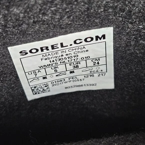 Sorel Black Fossil Boots Womens Size 7 NL1717-010 Waterproof Winter Snow Lined - Picture 10 of 10